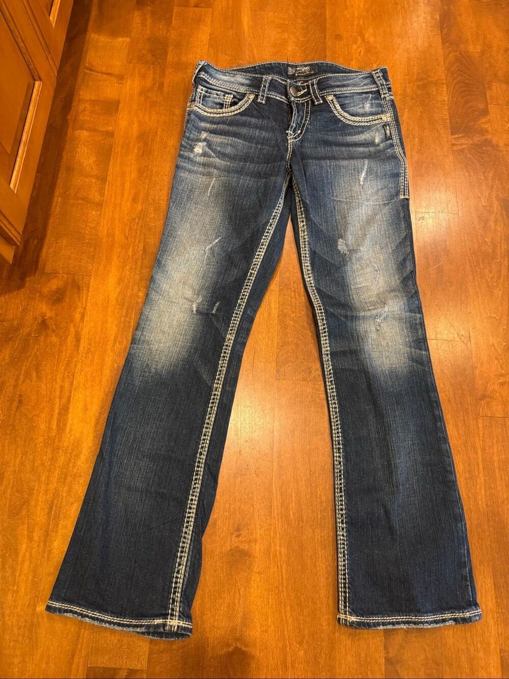 Y2K Silver Jeans Suki Bootcut Jeans W28 L31 Distressed Western Cowgirl